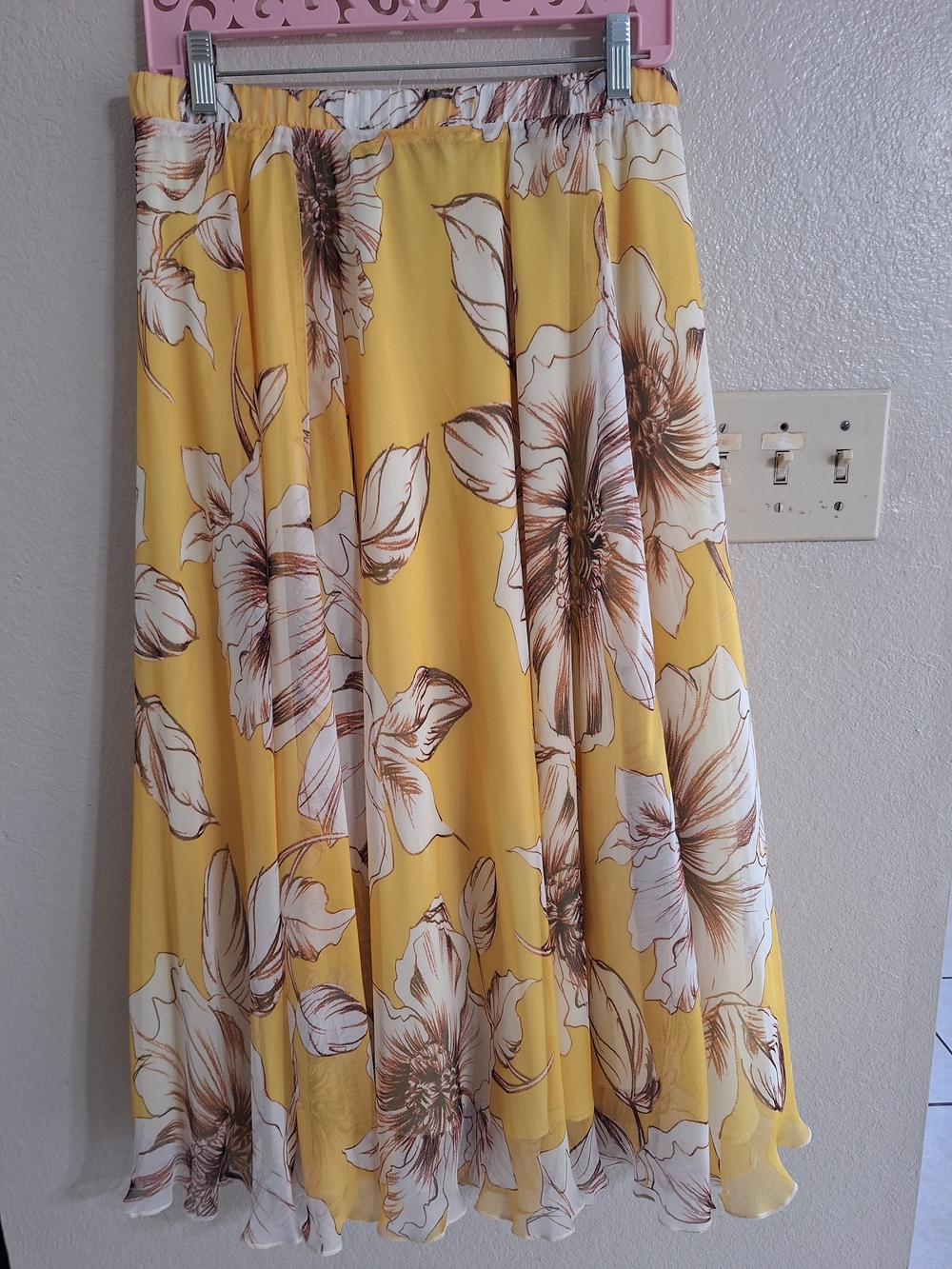 Chicwish SzL Yellow Floral Midi Circle Skirt Gorgeous BOHO
